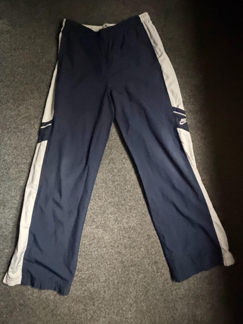 Vintage Nike Navy and White Kids Athletic Pants